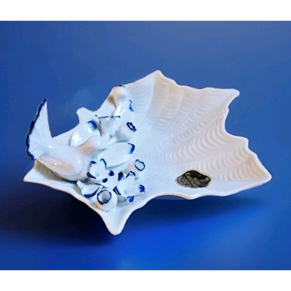 Vintage Nuovo Capodimonte Filli savastano Porcelain Bird Dish, Blue White - Picture 3 of 12